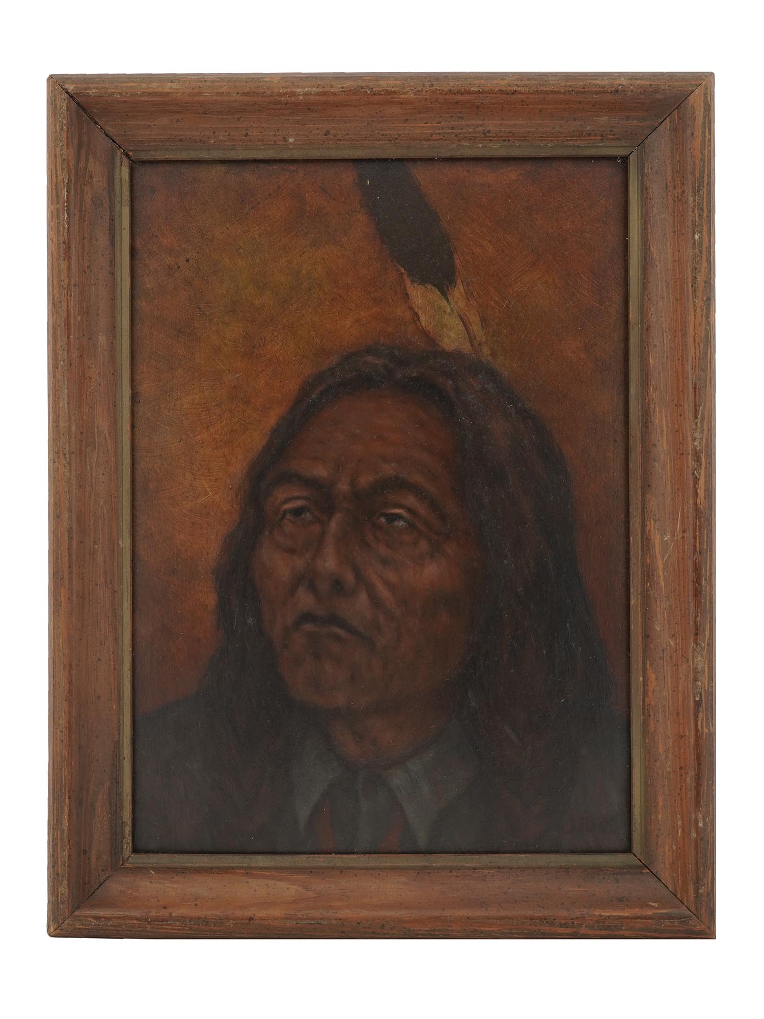 OIL ON BOARD PAINTING INDIAN CHIEF SIGNED J FLECK PIC-0